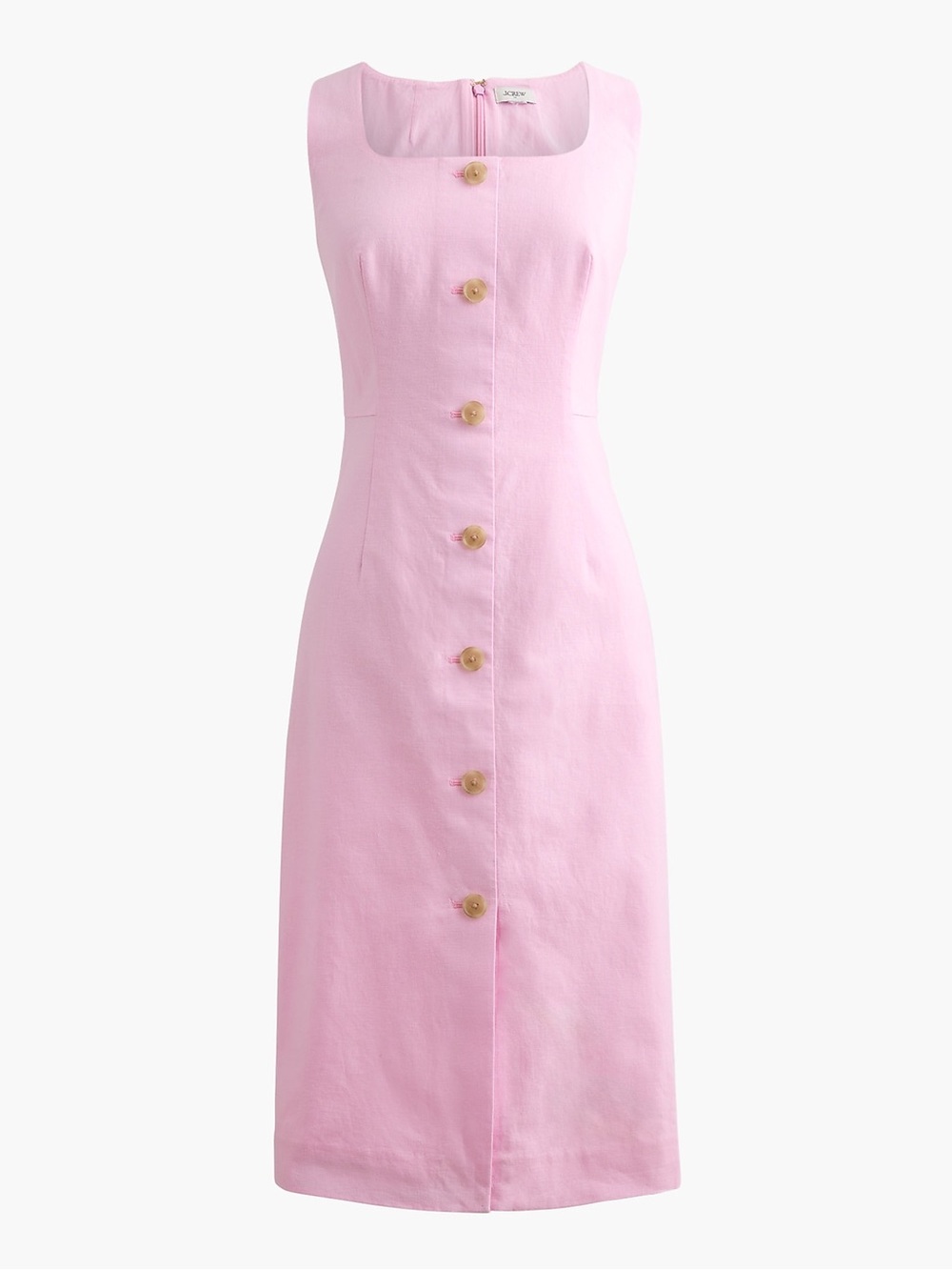 J. Crew Sleeveless Pink Button-Down Midi Dress